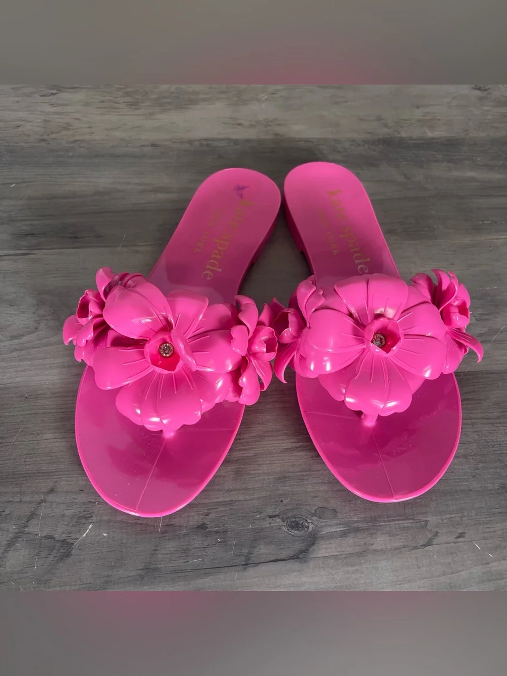 NEW Kate Spade Womens 8 Pink‎ Cloud Jaylee Floral Slip On Jelly Slide Sandals